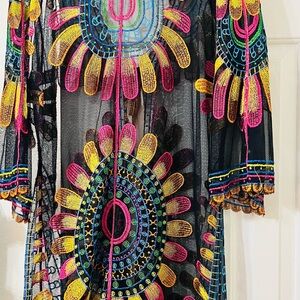 Rachel Zoe Multicolor Embroidered Sheer Top